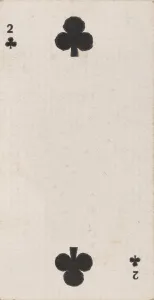 Two of Clubs (black), from the Playing Cards series (N84) for Duke brand cigarettes, 1888