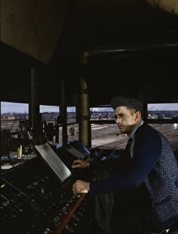 Chicago And North Western Railway Company Gallery: C&NWRR towerman R.W. Mayberry of Elmhurst, Ill. at the Proviso yard, Melrose Park, Ill. 1943