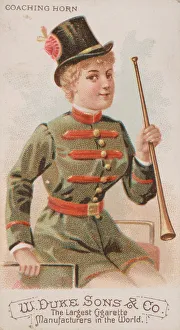 Schumacher And Prints: Coaching Horn, from the Musical Instruments series (N82) for Duke brand cigarettes, 1888