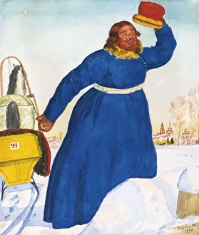 Yamshik Collection: Coachman, 1920. Artist: Kustodiev, Boris Michaylovich (1878-1927)