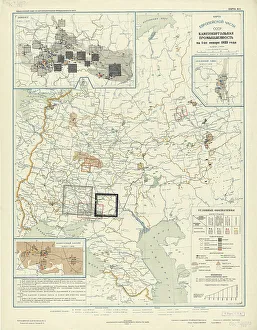 Cartographic Prints: Coal industry on January 1, 1933, 1934. Creator: Mikhail Alekseevich TSvetkov