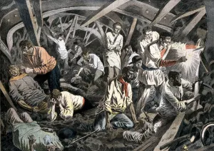 Coal miners trapped underground by a roof fall, Courrieres Mines, Pas-de-Calais, France Coal miners trapped underground by a roof fall, Courrieres Mines, Pas-de-Calais, France