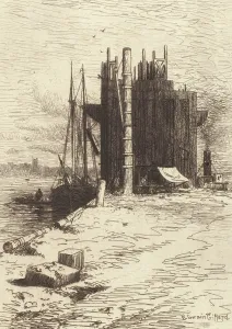 R Swain Prints: Coal Pockets at New Bedford, 1879. Creator: Robert Swain Gifford