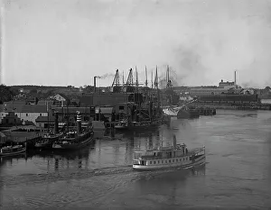 Transparency Prints: Coal wharves, Portsmouth, N.H. c1907. Creator: Unknown