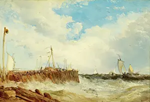 Rough Seas Prints: On the Coast of Holland, 1876. Creator: James Webb