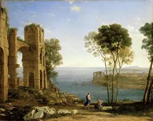 Apollo Prints: Coast View with Apollo and the Cumaean Sibyl, 1645. Creator: Claude Lorrain