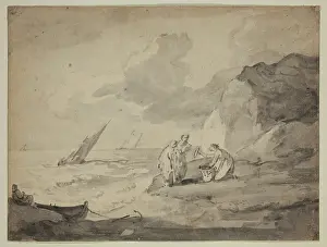 1760s Prints: Coastal Scene with Figures and Shipping, 18th century. Creator: Thomas Gainsborough