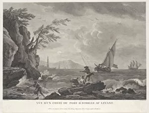 Levant Gallery: Coastal View of a Port City in the Levant, ca. 1770. Creator: Aveline