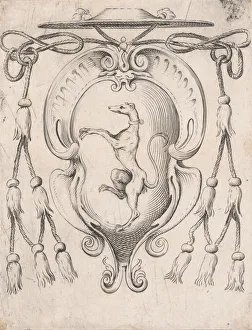 Carracci Agostino Prints: Coat of Arms of a Cardinal of the Sampieri Family, 1590-95. Creator: Agostino Carracci