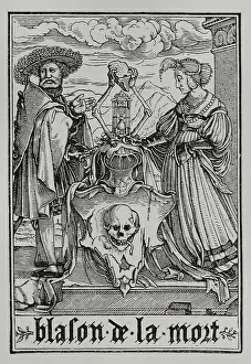 The coat of arms of Death from "The Dance of Death", 1538, (1877). Creator: Unknown