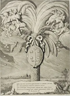 Coat of Arms of Haarlem, end page to Counts and Countesses of Holland, Zeeland... 1650. Creator: Cornelis de Visscher