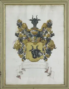 Parchment Animal Material Prints: The coat of arms of Jacob Feitama II (1698-1774), 1725-1774. Creator: Anon