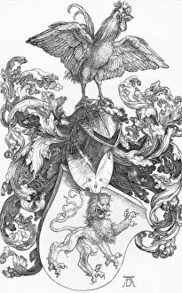 The Coat of Arms with a Lion and a Cock, c1502-1503, (1906). Artist: Albrecht Durer