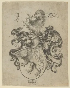 Rampant Prints: Coat of Arms with a Lion. Creator: Israhel van Meckenem
