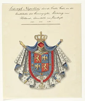 Escutcheon Prints: Coat of arms of Lodewijk Napoleon Bonaparte, King of Holland, 1807. Creator: Anon