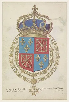 Dove Prints: Coat of arms of Louis XIV, King of France, 1668. Creator: Anon
