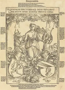 Letterpress Prints: Coat of Arms of Scheurl and Tucher Families, 1512. Creator: Wolf Traut