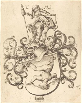 Coat of Arms with Tumbling Boy, c. 1480/1490. Creator: Israhel van Meckenem Coat of Arms with Tumbling Boy, c. 1480/1490. Creator: Israhel van Meckenem