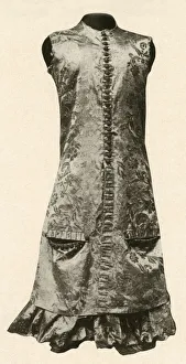 Sleeveless Prints: Coat and full breeches of dark red flowered silk, 1681, (1937). Creator: Unknown