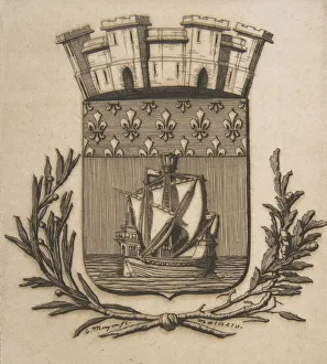 Meryon Prints: Coat-of-Arms Symbolizing the City of Paris, 1854. Creator: Charles Meryon