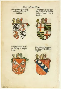 Bishops Prints: Coats of Arms of Bishops (recto and verso) from Das Concilium so zu Constantz