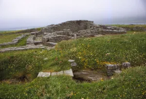Norse Prints: Cobbie Rows Castle, c1145, Isle of Wyre, Orkney, Scotland, 20th century. Artist: CM Dixon