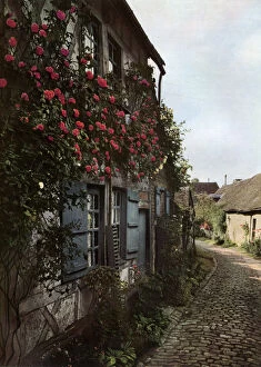 A cobbled street in Gerberoy, France, 1938
