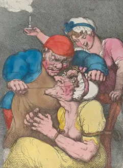 Torture Gallery: The Cobblers Cure for a Scolding Wife, 1813. 1813. Creator: Thomas Rowlandson