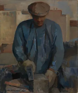 Cobblestone Prints: Cobblestone Cutter, 1936. Creator: Juho Salminen