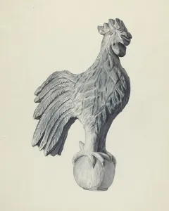 Flora Merchant Prints: Cock Weather Vane, 1935 / 1942. Creator: Flora Merchant