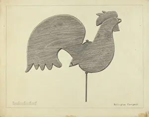 Weather Vane Prints: Cock Weather Vane, c. 1936. Creator: Rollington Campbell