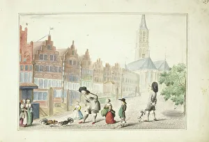 Geesie Ter Burch Prints: Cockfight in the Sassenstraat in Zwolle, 1655. Creator: Gesina ter Borch