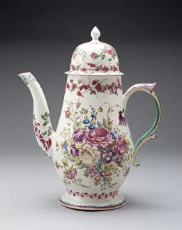 Bow Porcelain Factory Gallery: Coffee Pot, Bow, c. 1755. Creator: Bow Porcelain Factory
