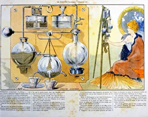 Apparatus Prints: Coffee or tea making machine heated by a small spirit lamp, 1900
