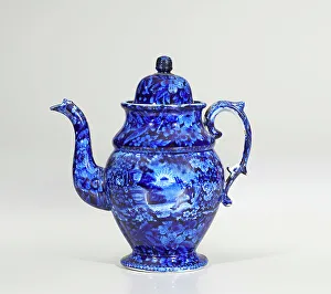 Spouted Prints: Coffeepot: Lafayette At Franklin's Tomb, 1825-1840. Creator: Enoch Wood & Sons