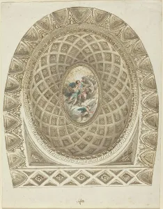 Phaeton Prints: A Coffered Dome with Apollo and Phaeton, c. 1787. Creator: Felice Giani