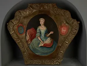 Oil On Metal Prints: Coffin Portrait of a Lady of Krzywda and Boncza Coats of Arms