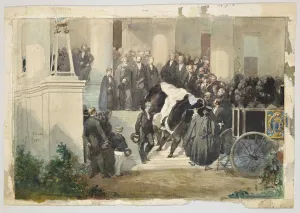 Chantilly Gallery: The coffin of Prince Ferdinand Philippe d Orleans leaves the Chateau de Clermont, 1842