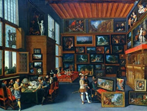 Early 17th Century Gallery: Cognoscenti in a Room hung with Pictures, c1620