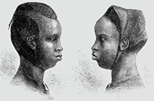 Nose Ring Prints: Coiffures of Bambara Women; Journey from the Senegal to the Niger, 1875. Creator: Unknown