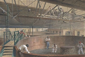 Telegraph Cable Gallery: Coiling the Cable in the Large Tanks at the Works of the Telegraph Construction