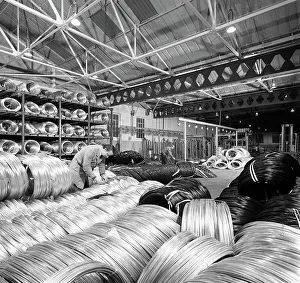 Storage Prints: Coils of steel wire, Tinsley Wire Co, Sheffield, South Yorkshire, 1972