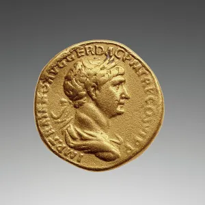 Numismatology Prints: Coin (aureus) of Trajan, A.D. 98-117. Creator: Unknown
