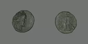 Numismatology Collection: Coin Depicting the Amazon Cyme or the Goddess Tyche, 31 BCE-476 CE. Creator: Unknown