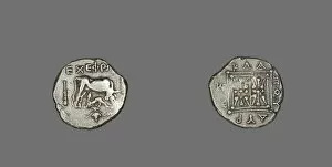 Calf Collection: Coin Depicting Cow Suckling Calf, 229-100 BCE. Creator: Unknown