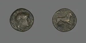 Grey Background Collection: Coin Depicting the God Ares, 306-281 BCE. Creator: Unknown
