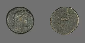 Dionysos Collection: Coin Depicting the God Dionysos, 183-149 BCE. Creator: Unknown
