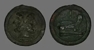 Change Collection: As (Coin) Depicting the God Janus, 225-217 BCE. Creator: Unknown