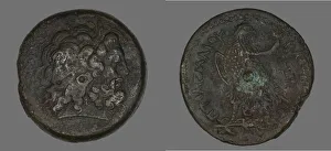 Ptolemaic Period Collection: Coin Depicting the God Zeus, 222-204 BCE, issued by Ptolomy IV (?). Creator: Unknown