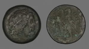 God Of The Sky Prints: Coin Depicting the God Zeus, 261-247 BCE. Creator: Unknown